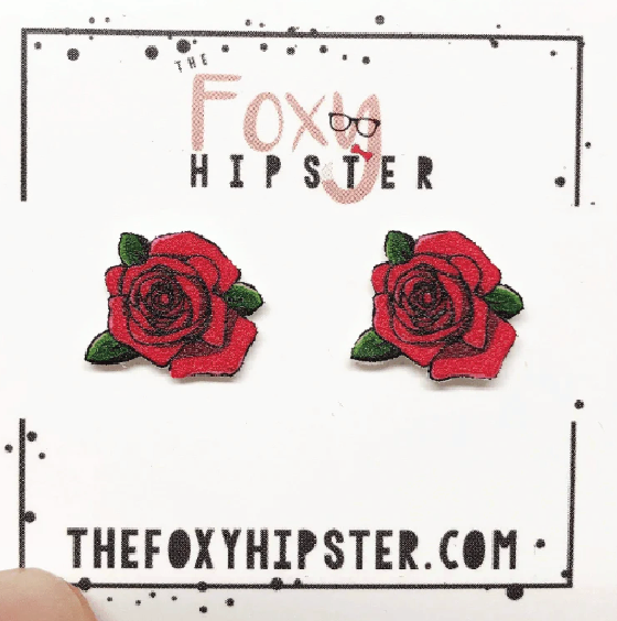 Rose Stud Earrings by Foxy Hipster