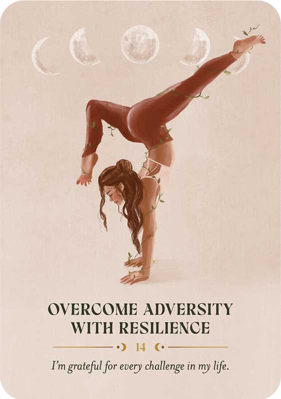 Illustration of a woman in a handstand with motivational text on a beige background