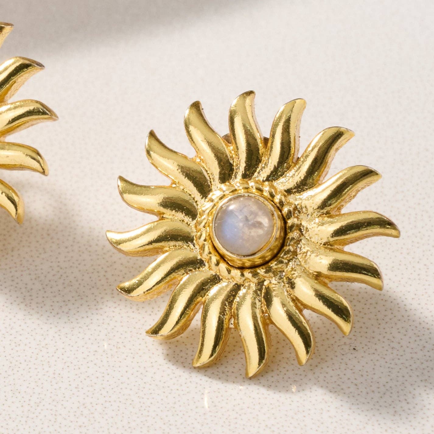 Sunburst Moonstone Post Earrings - Foxy’s