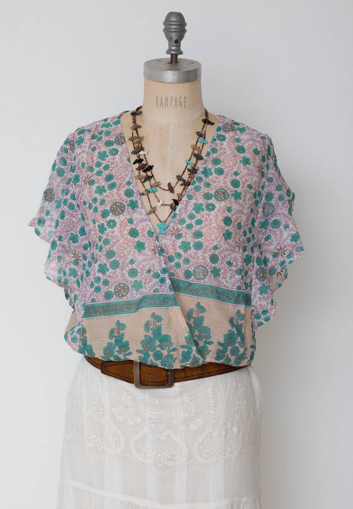 Penny Printed Crop Top Peach - Foxy’s