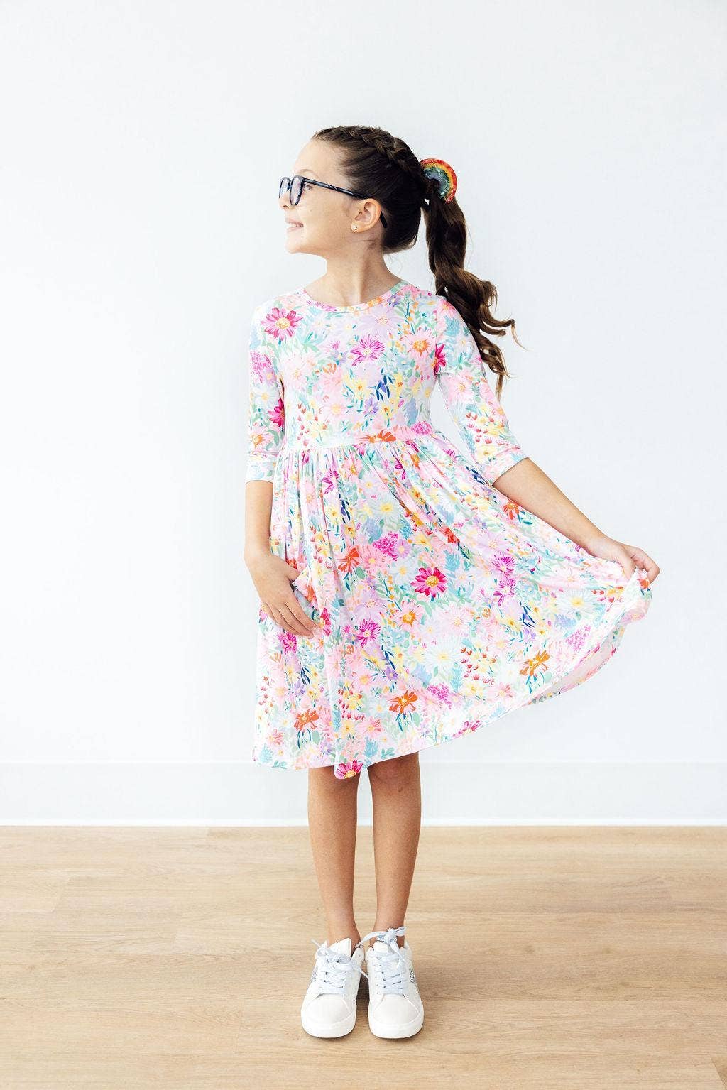 Field of Flowers 3/4 Sleeve Pocket Twirl Dress - Foxy’s