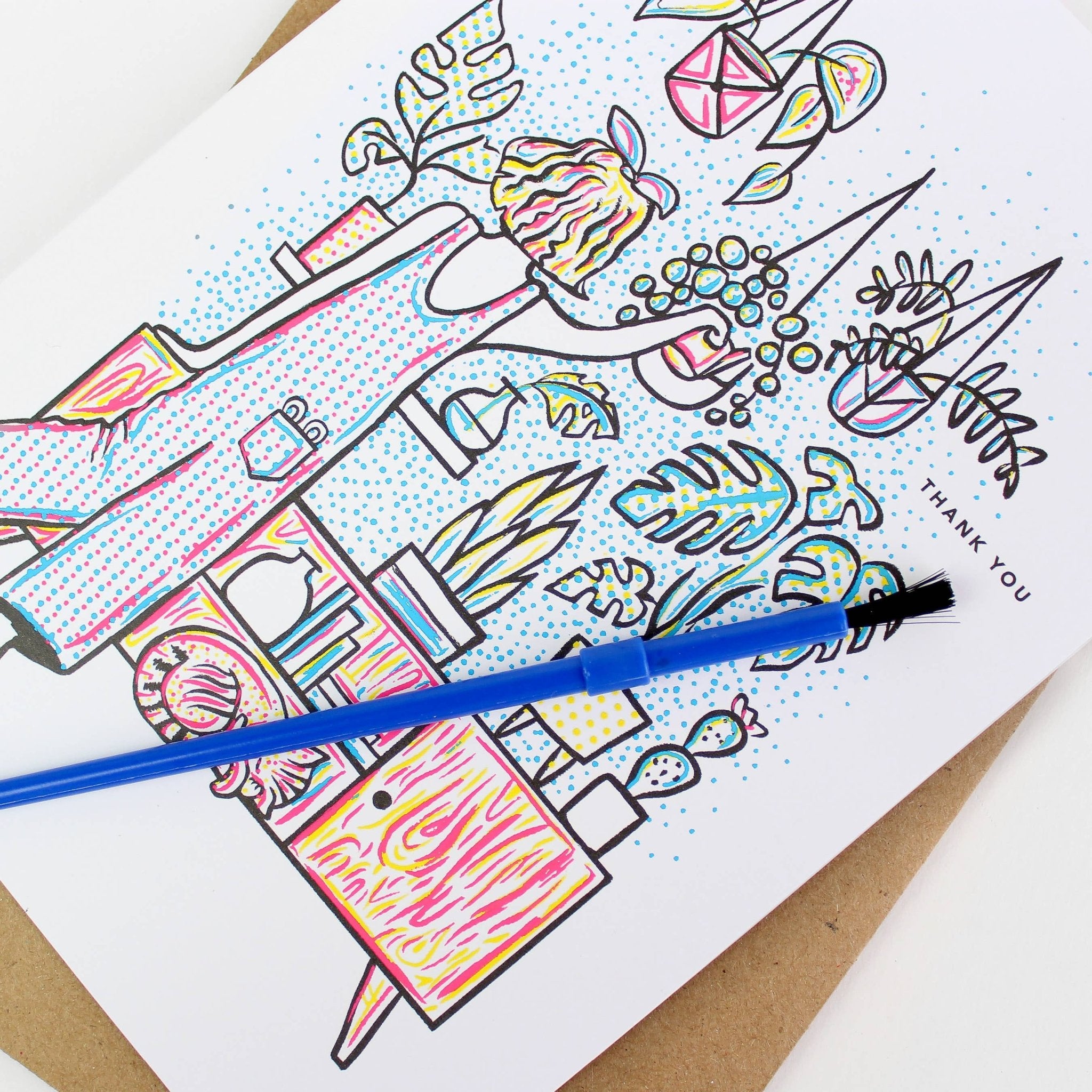 Paint With Water Card - Plant Wall - Thank You - Foxy’s