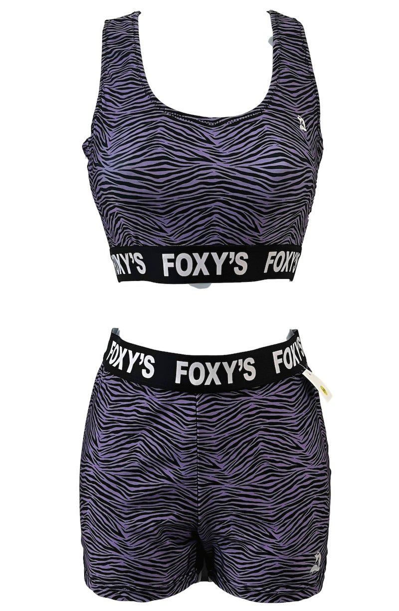 2 - Piece Foxy's Purple Zebra Activewear Set for Yoga, Fitness, Dance & More - Foxy’s