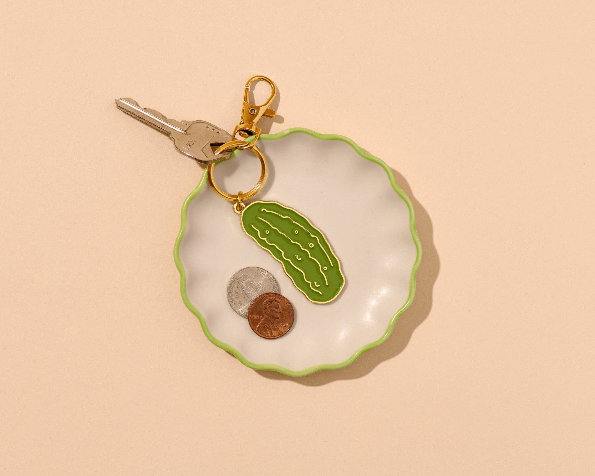 Enamel Keychain & Bag Charm—Pickle (Veggie, Foodie, Summer) - Foxy’s