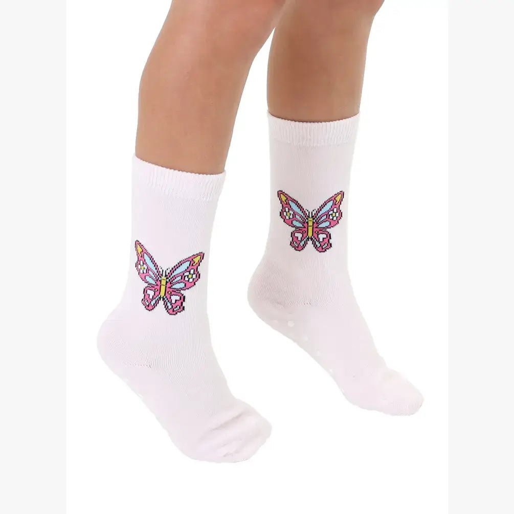 3D Packaged Crew Socks - Kids - Butterfly - Pale Pink - Foxy’s