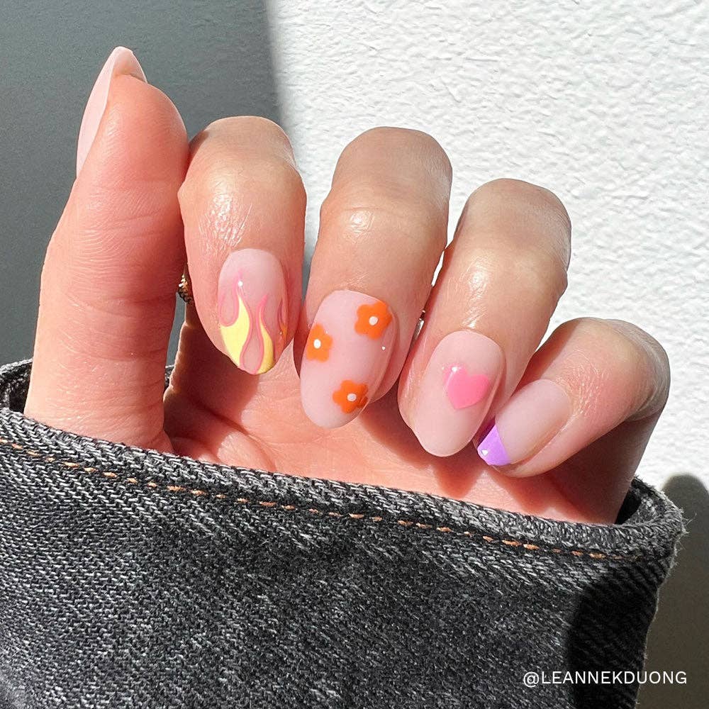 Wild Child Press-On Nails | Short Oval Multicolor Spring - Foxy’s