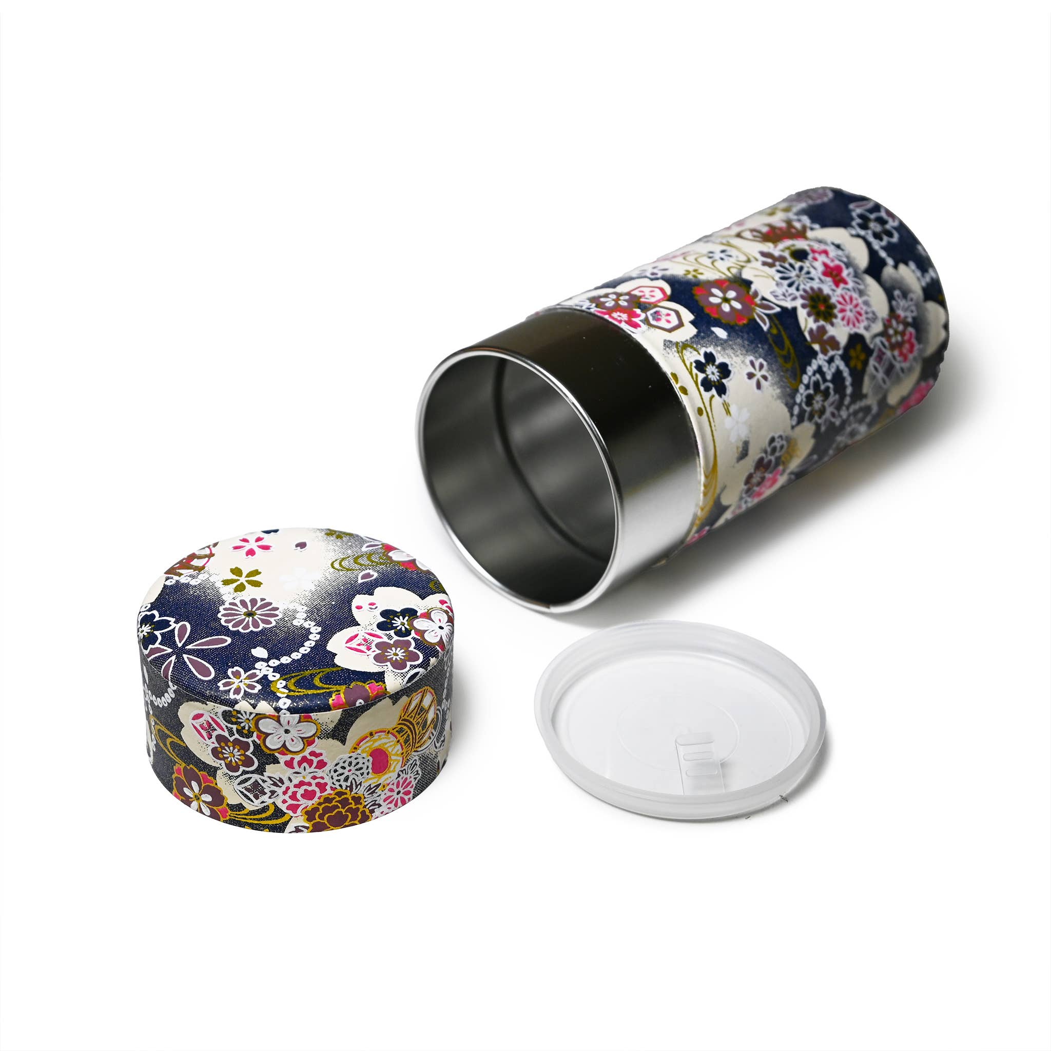 Japanese Double-Lid Tea Container – Black Sakura (200g) - Foxy’s