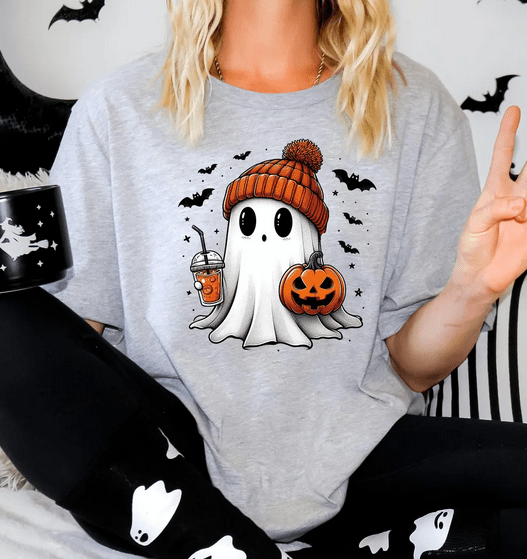 Cute Ghost Drinking Coffee Shirt - Foxy’s