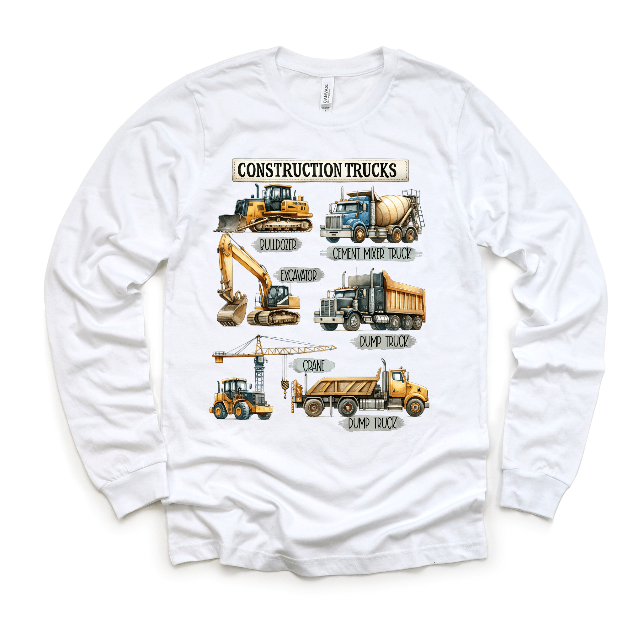 Construction Trucks Shirt - Kids Excavator, Bulldozer, Tee - Foxy’s