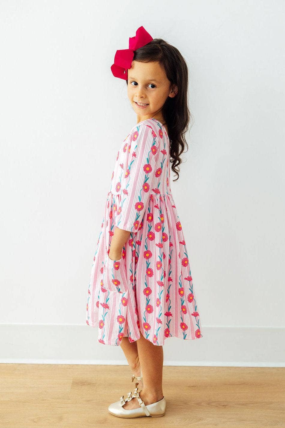 Daisy Chain 3/4 Sleeve Pocket Twirl Dress - Foxy’s