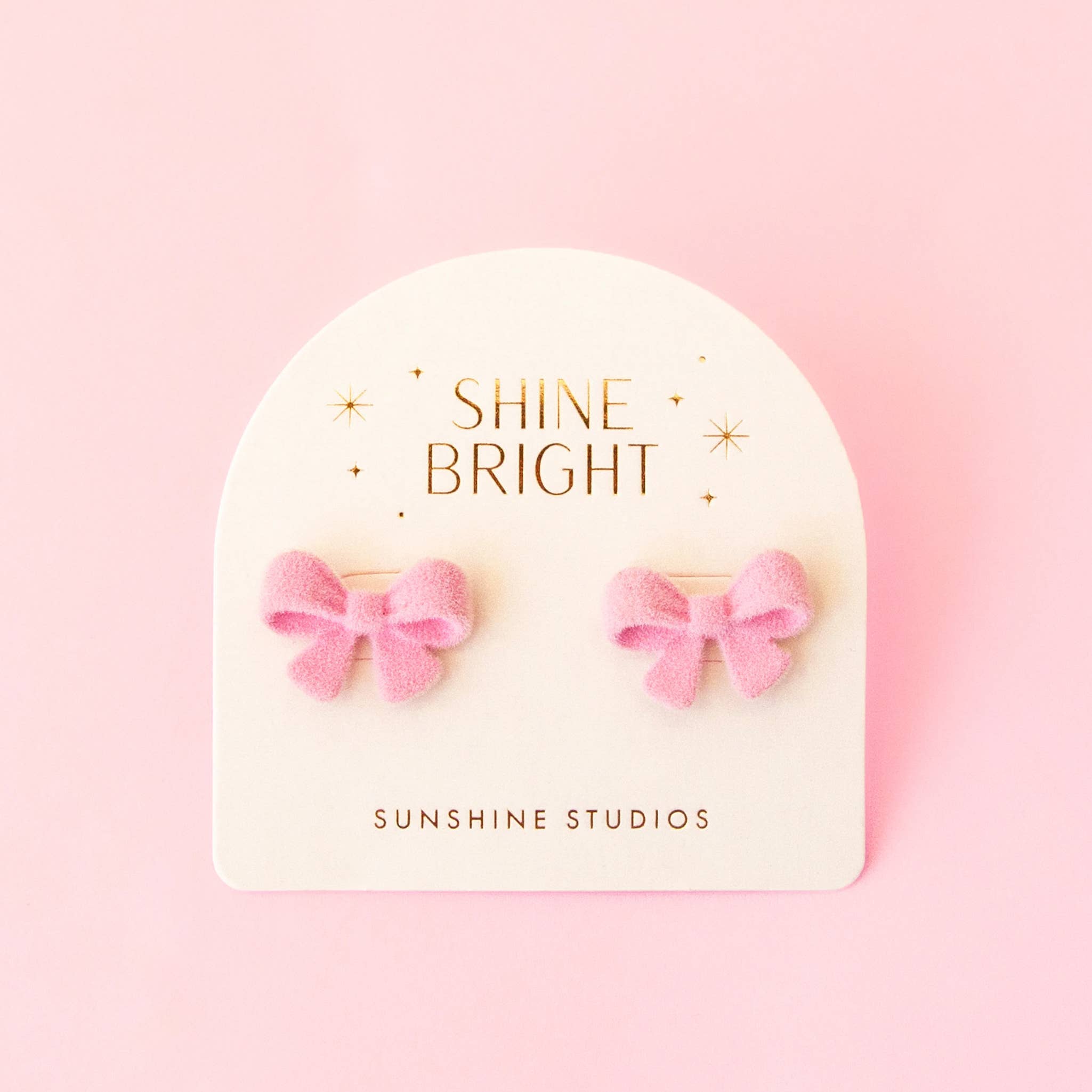 Flocked Bow Earring | Pink
