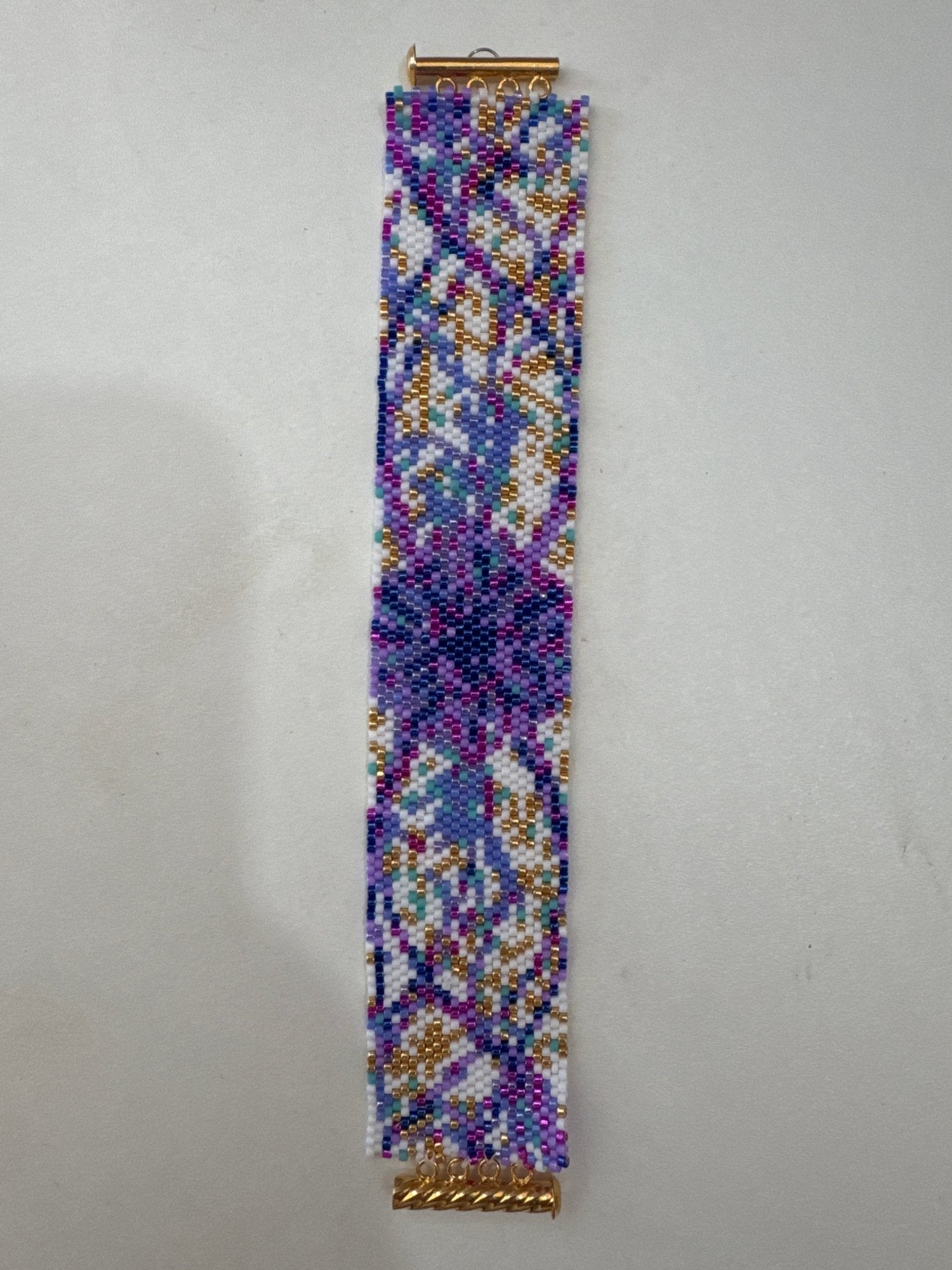 Hand - Stitched Purple Peyote Bracelet - Foxy’s