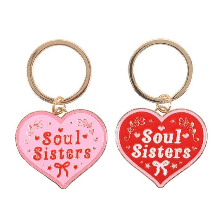 Pair of Soul Sisters Love Heart Keyrings - Foxy’s