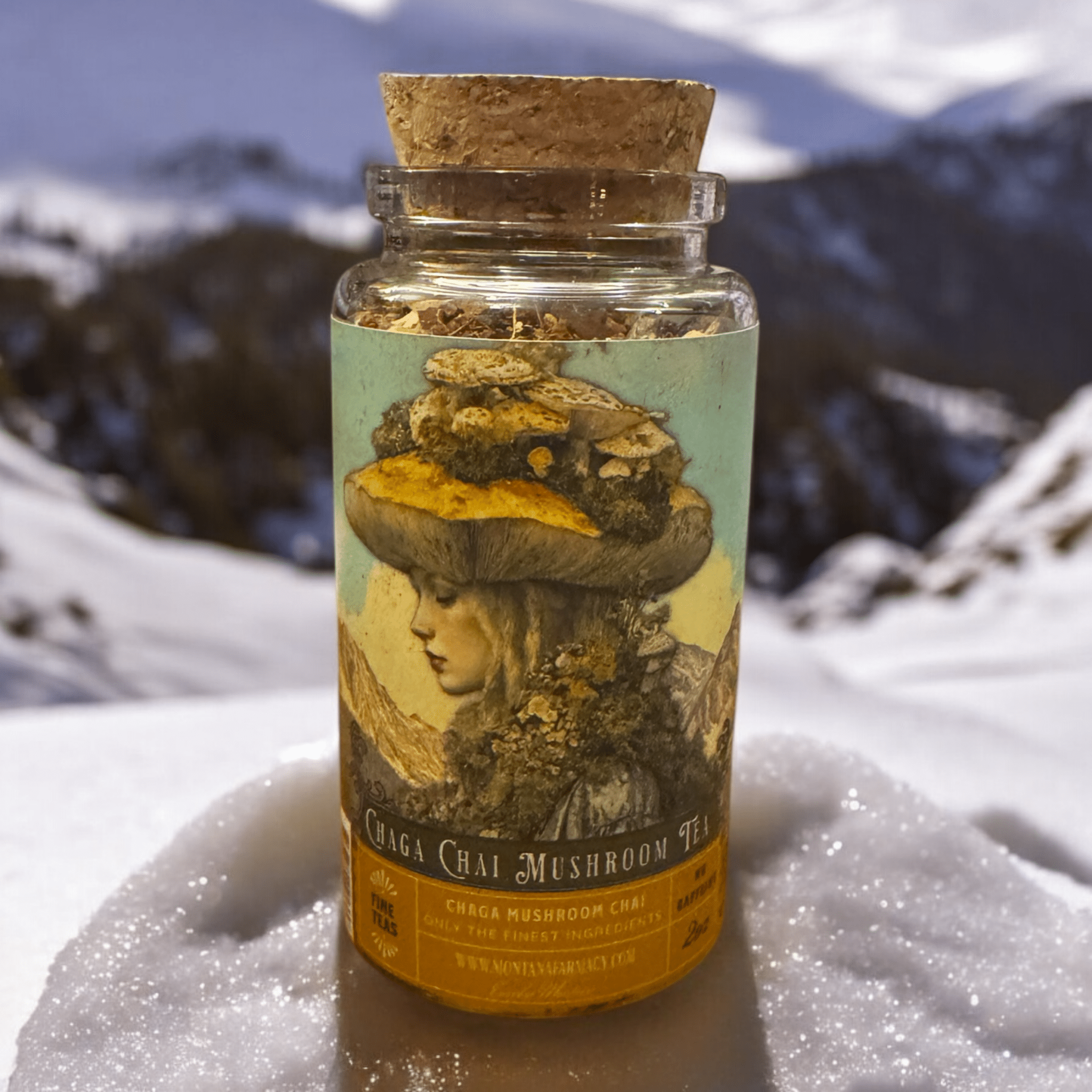 Chaga Chai Mushroom antioxidant Tea Spice in corked Jar - Foxy’s