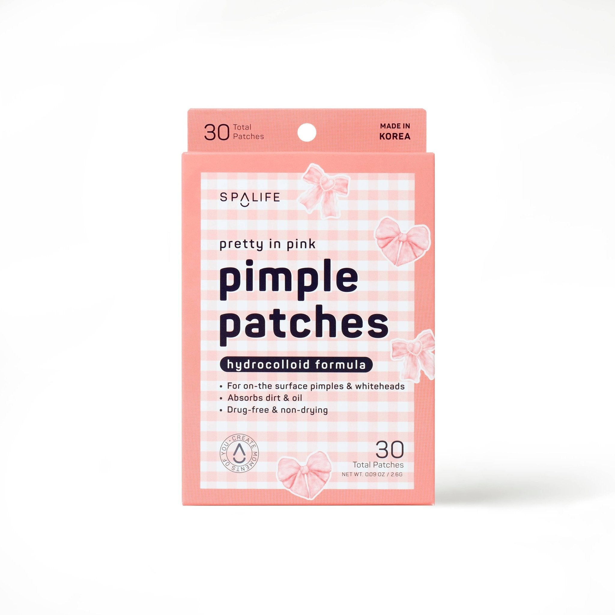 SPA LIFE Pretty In Pink Pimple Patches with hydrocolloid formula, 30 total patches. Made in Korea.