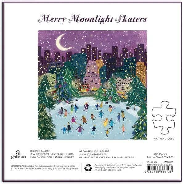Merry Moonlight Skaters 500 Piece Foil Puzzle - Foxy’s