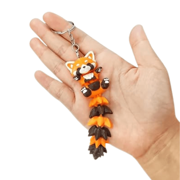 3D Printed Articulated Long Tail Animal Keychain - Foxy’s
