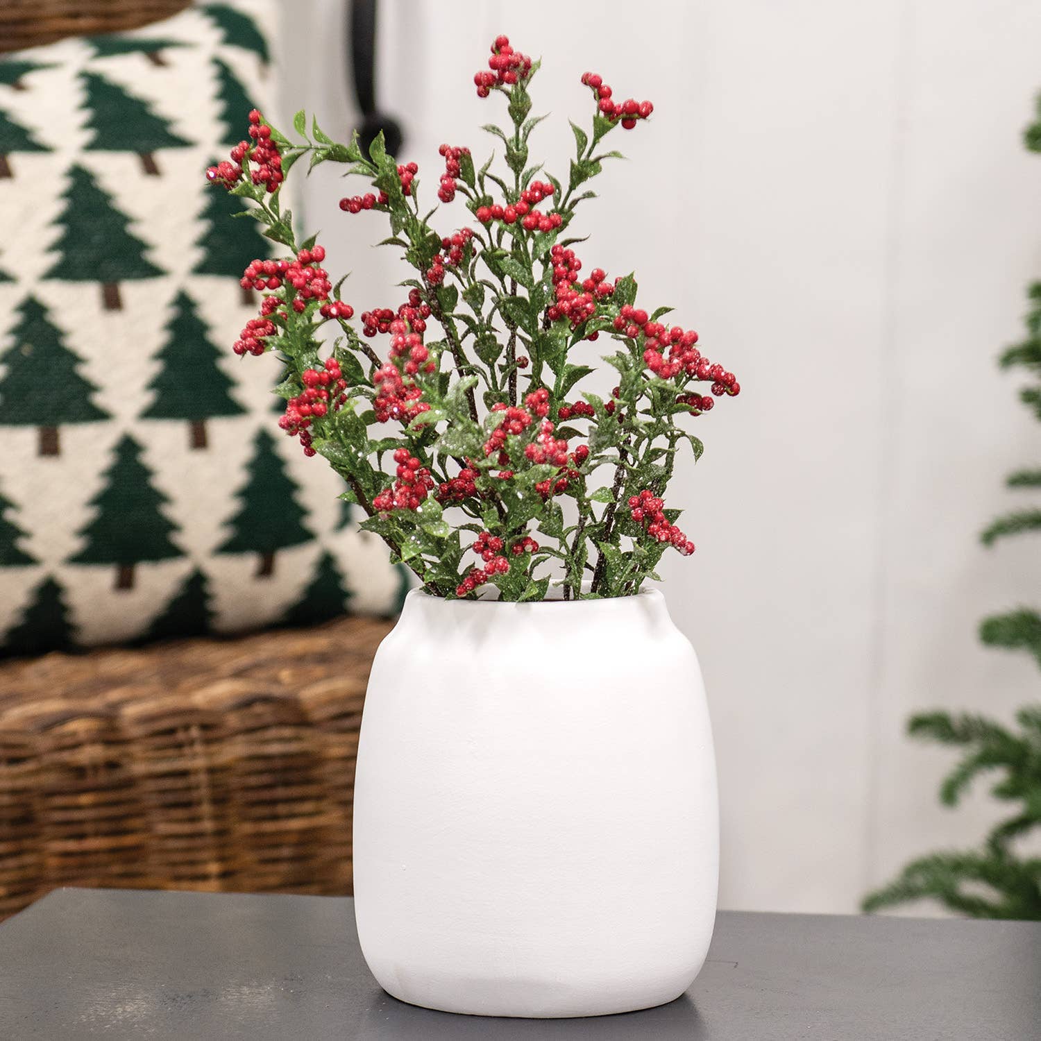 White Ceramic Wide Vase - 6.5"H - Foxy’s