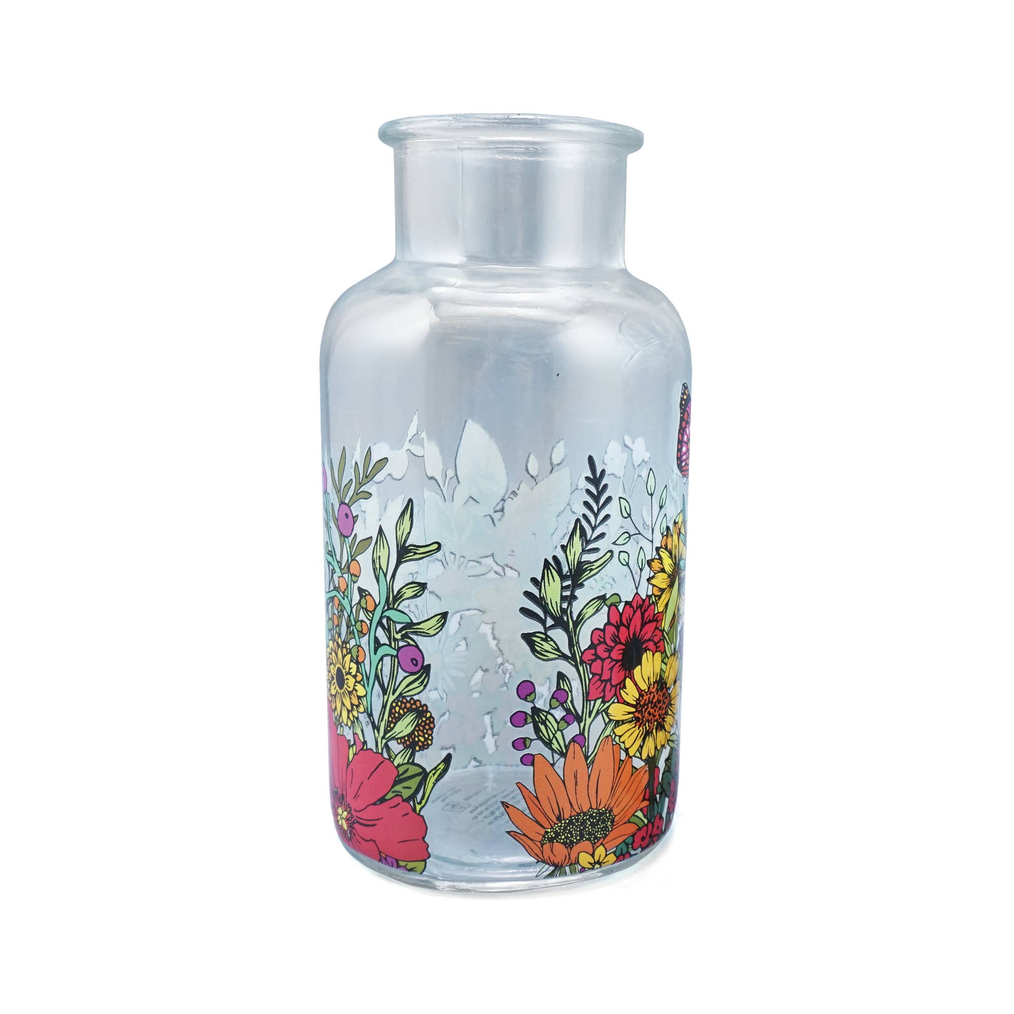 Glass Vase Flowers Floral Pattern Honey Bee - Foxy’s