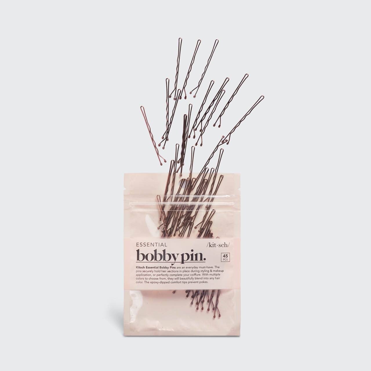 Kitsch Essential Brown Bobby Pins - 45 pc | Secure Hold for Gymnastics & Dance - Foxy’s