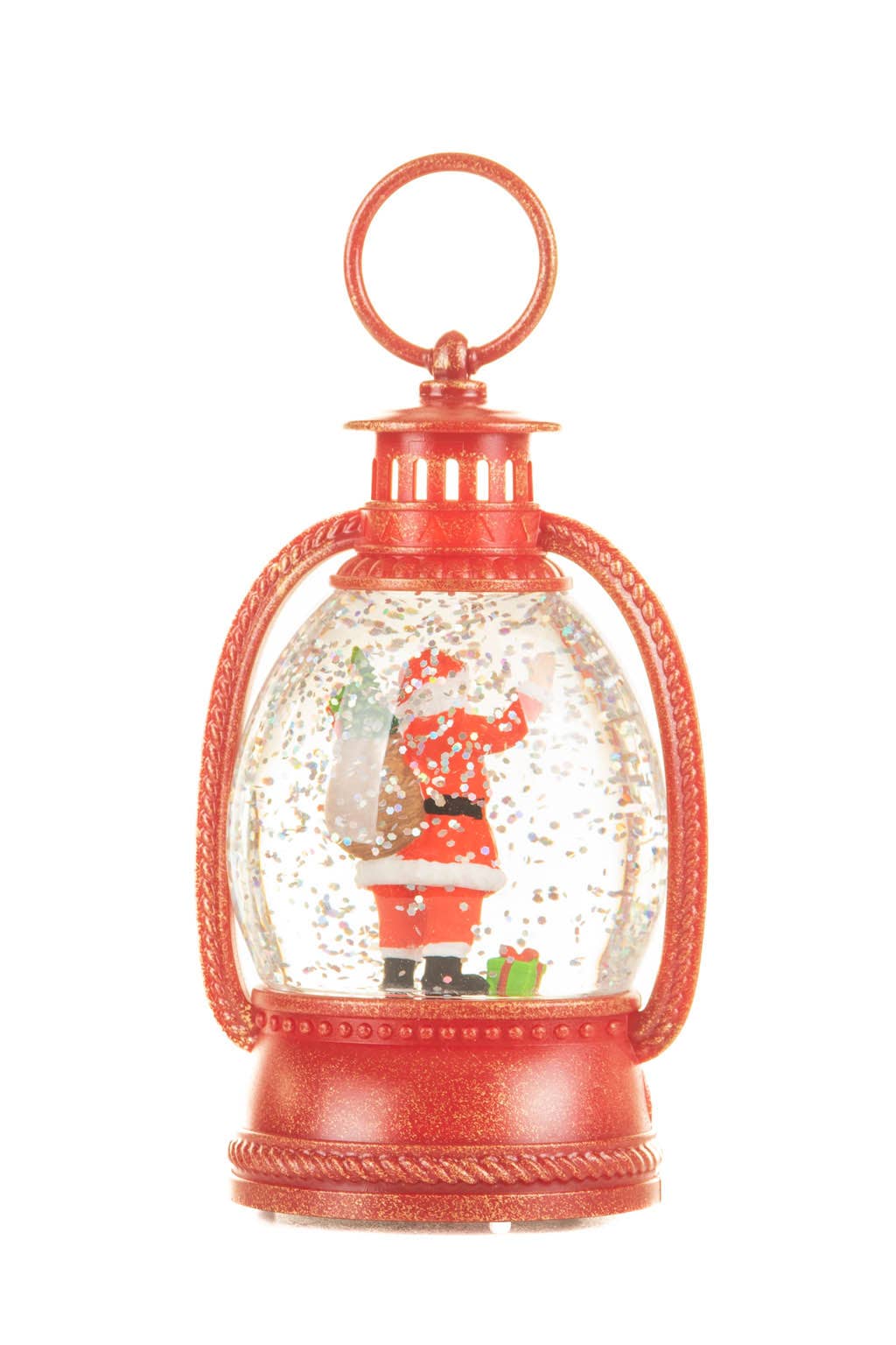 Red LED Lantern Snow Globe with Santa - Foxy’s