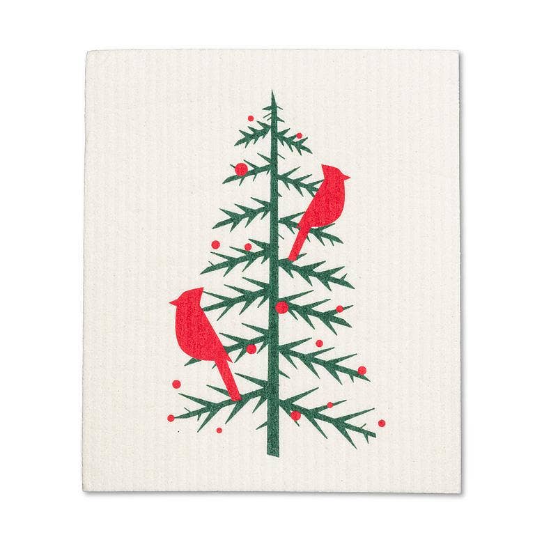 Set of 2 Cardinals in Tree Dishcloths - 6.5x8"L - Foxy’s