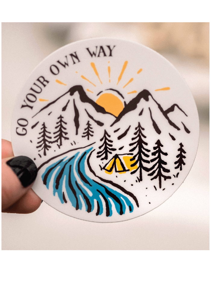 Adventure Awaits! 'Go Your Own Way' 3x3in Circle Vinyl Sticker – Durable & Empowering Decal for Your Journey - Foxy’s