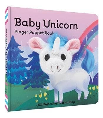 Baby Unicorn Finger Puppet Book with plush unicorn detail.