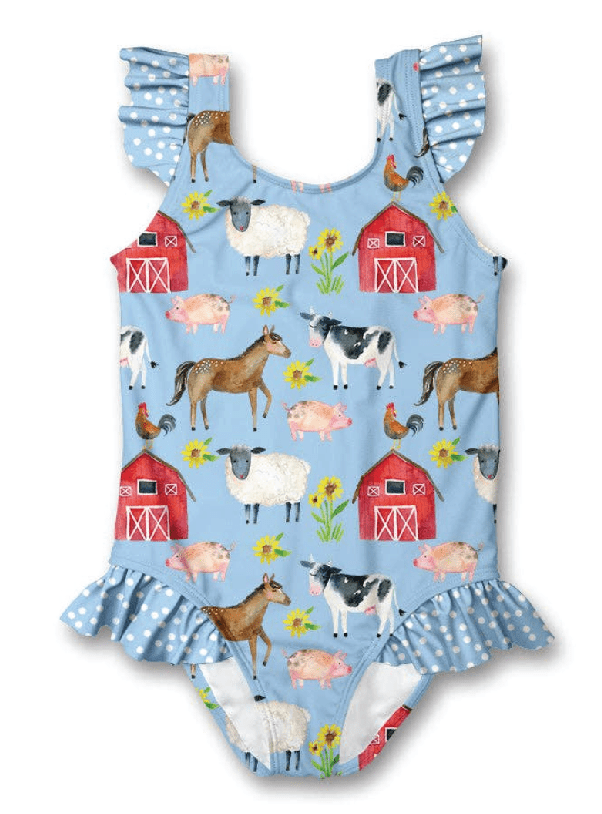 Girls' Barnyard Friends Swimsuit - Foxy’s