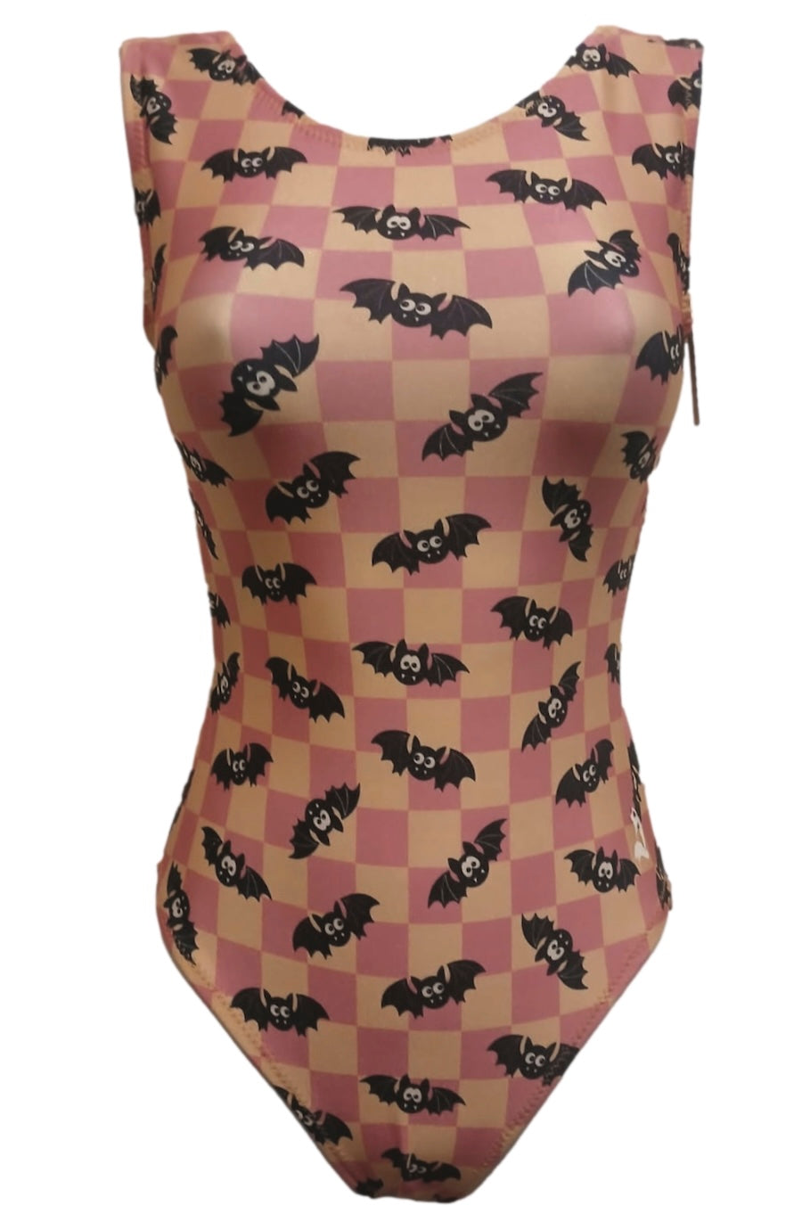 Batty Pop Halloween Checkered Leotard | Bat Print