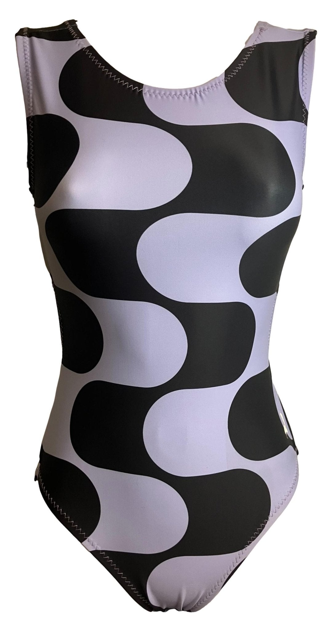 lavender and black squiggle foxy's leotard for girls