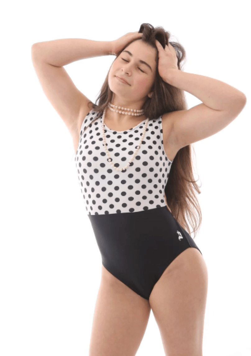 Two - Tone Polka Dot Gymnastics Leotard | Foxy's Leos | Made in USA - Foxy’s