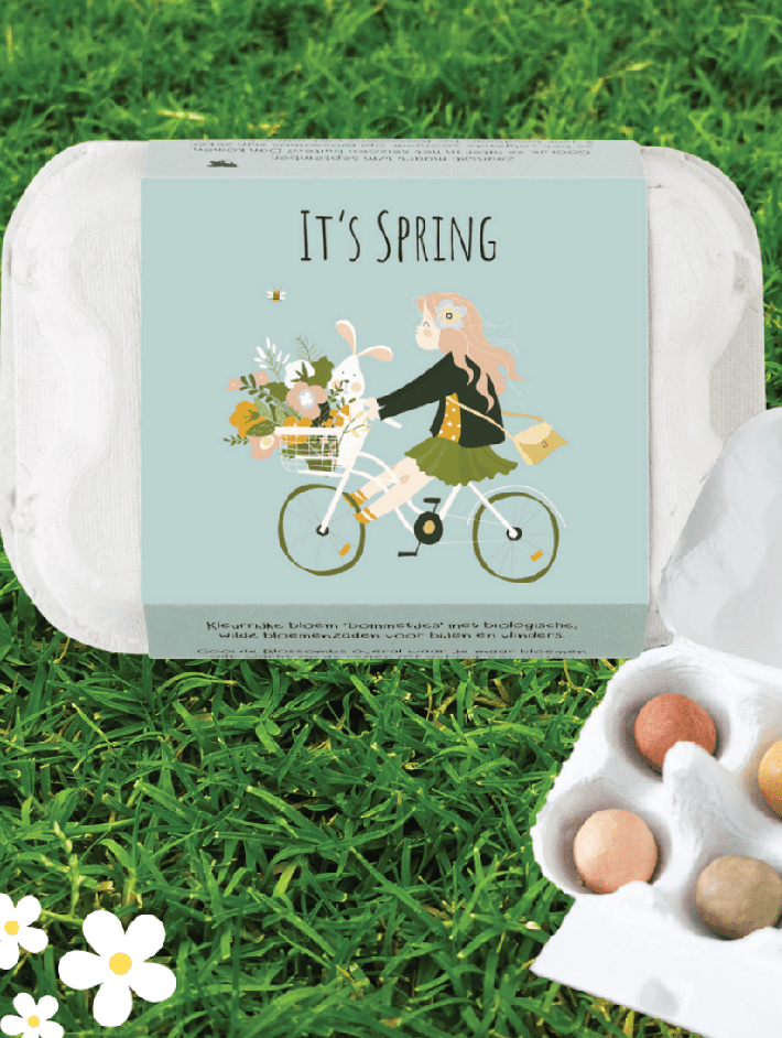 Blossombs Hello Spring Seed Bomb Egg Box - 7 Organic Wildflower Seed Balls - Pollinator Friendly! - Foxy’s
