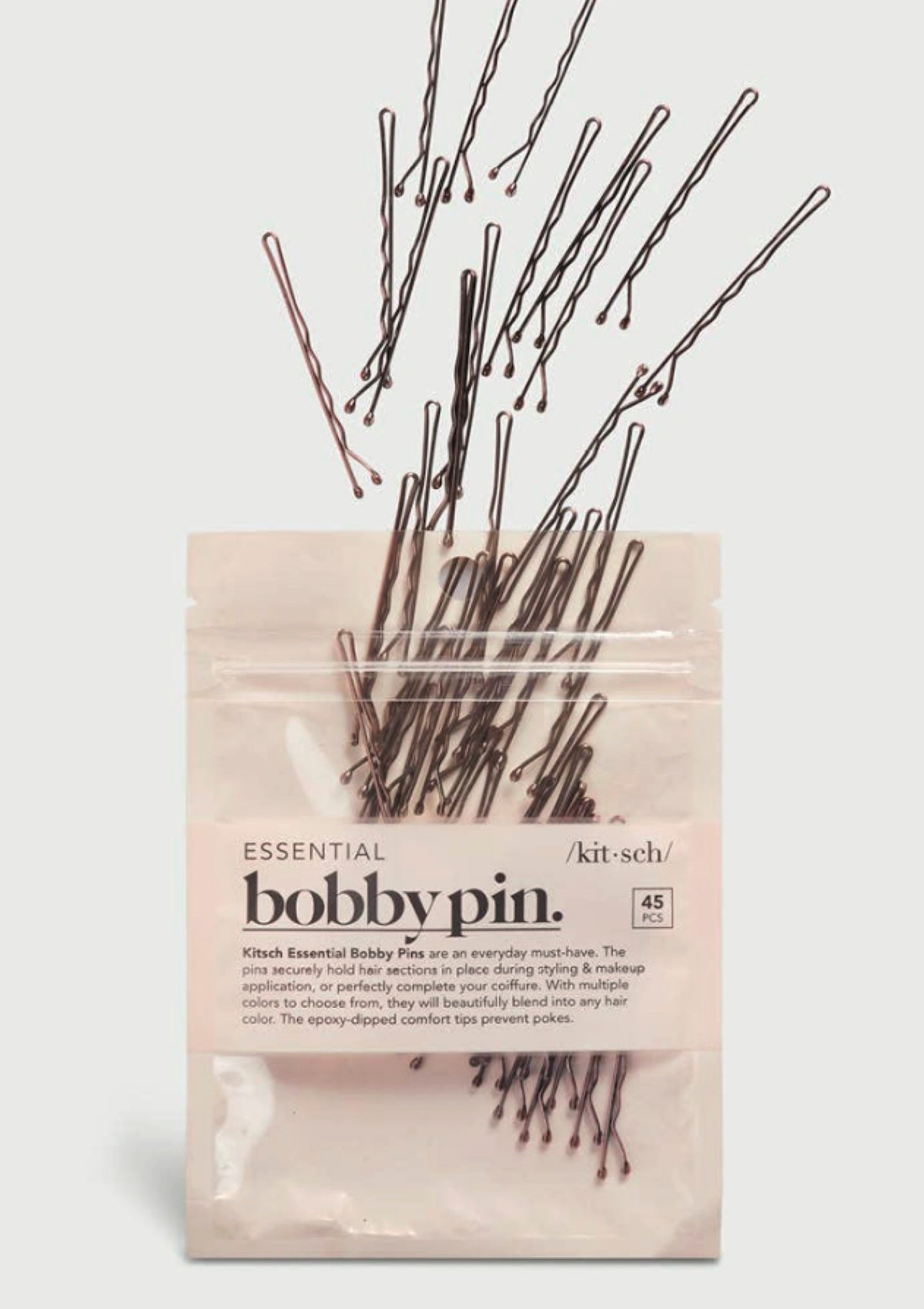 Kitsch Essential Brown Bobby Pins - 45 pc | Secure Hold for Gymnastics & Dance - Foxy’s