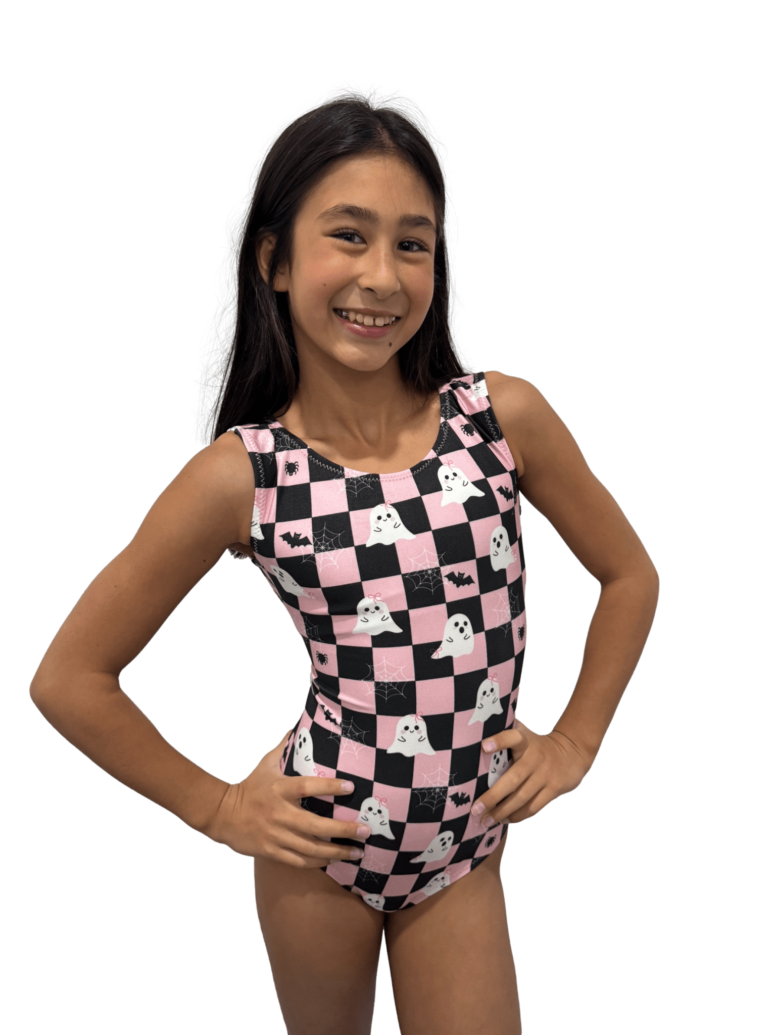 Boo - Youtiful Checker Foxy's Halloween Leotard for Girls Gymnastics - Foxy’s