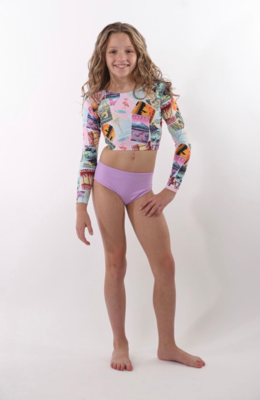 2-piece long sleeve swimsuits for gitks 