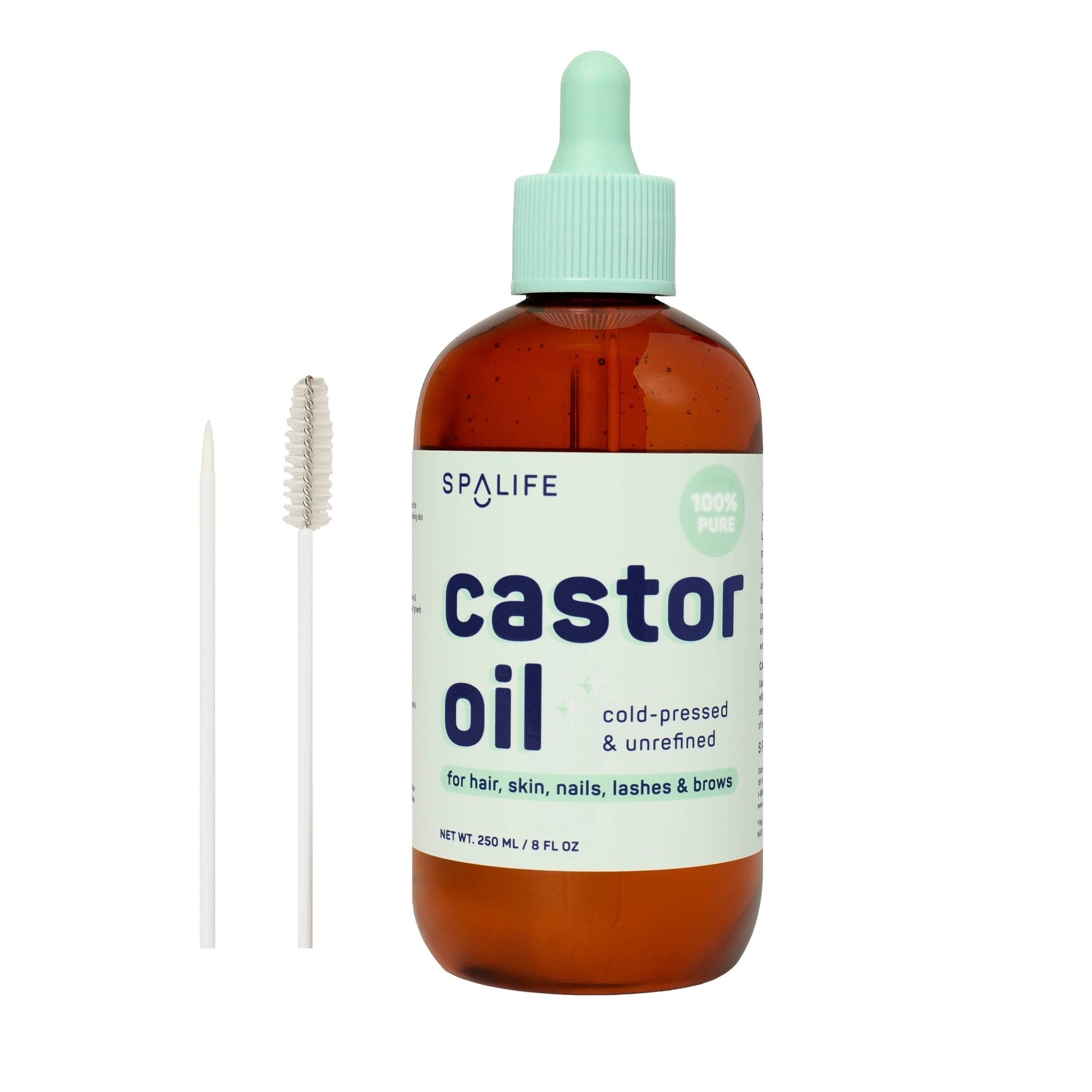100% Pure Castor Oil - Mint Bottle - For Hair, Skin & Lashes - Foxy's - Foxy’s