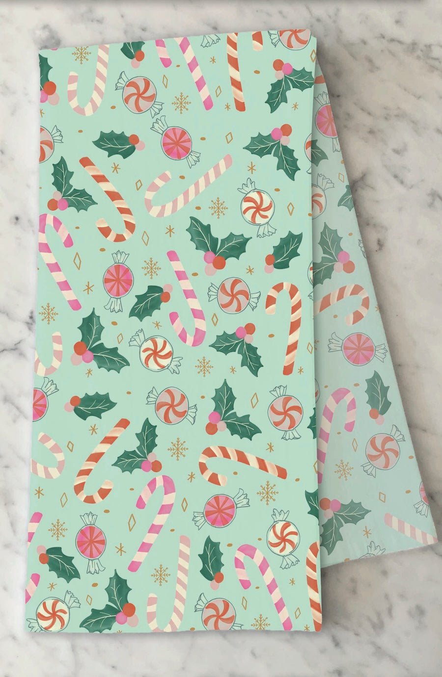 Christmas Candy Canes - Holiday Tea Towel - Foxy’s