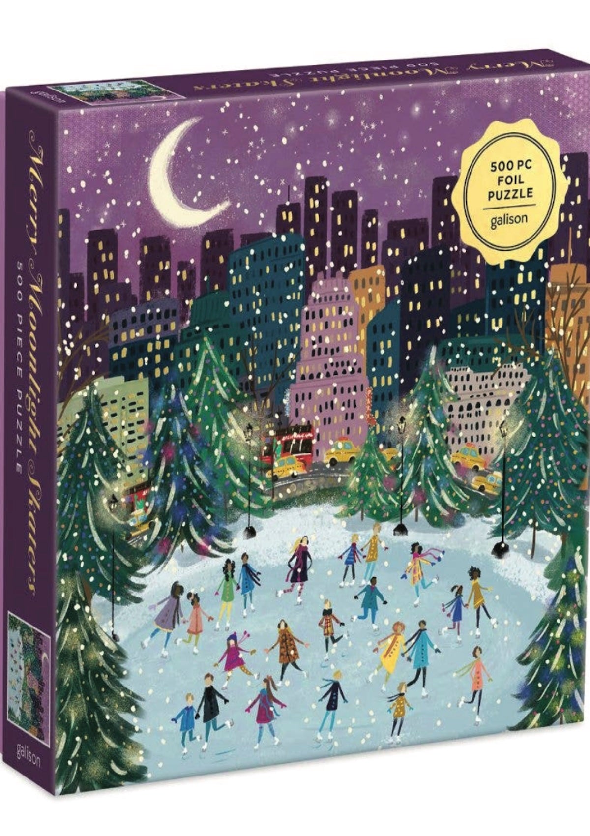 Merry Moonlight Skaters 500 Piece Foil Puzzle - Foxy’s