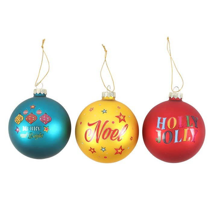 Set of 3 Nostalgic Christmas Glass Baubles - Foxy’s