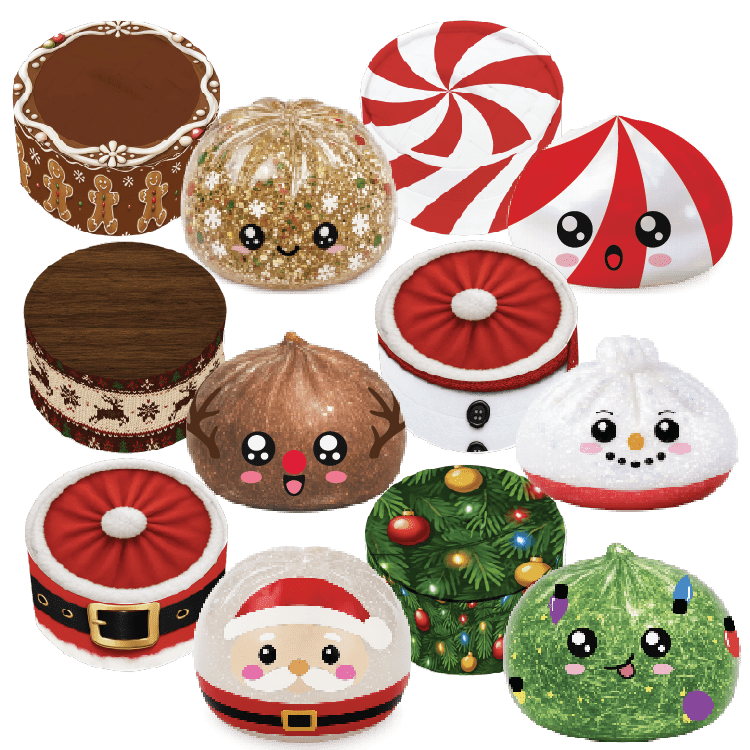 Fun Doh Christmas Dumpling Squishy Toy 12pc Holiday Display - Foxy’s