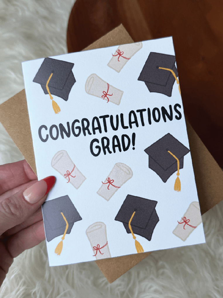"Congratulations Grad!" Graduation Cap Diploma Card - Foxy’s