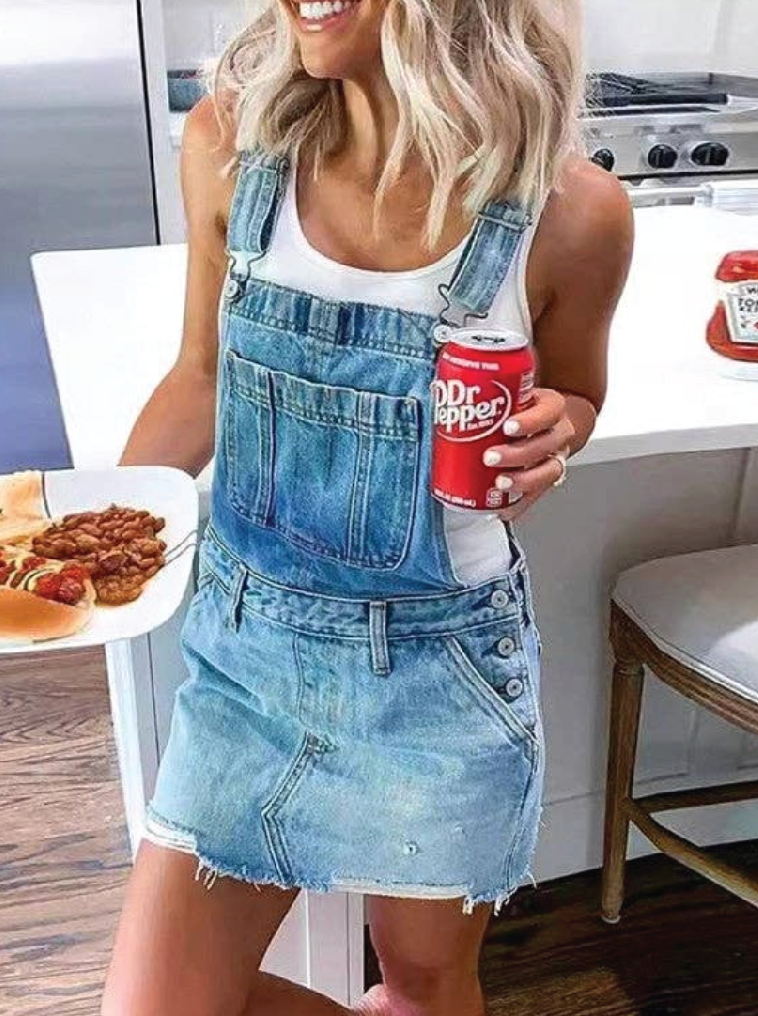 Stylish Versatile Denim Overall Skirt - Foxy’s