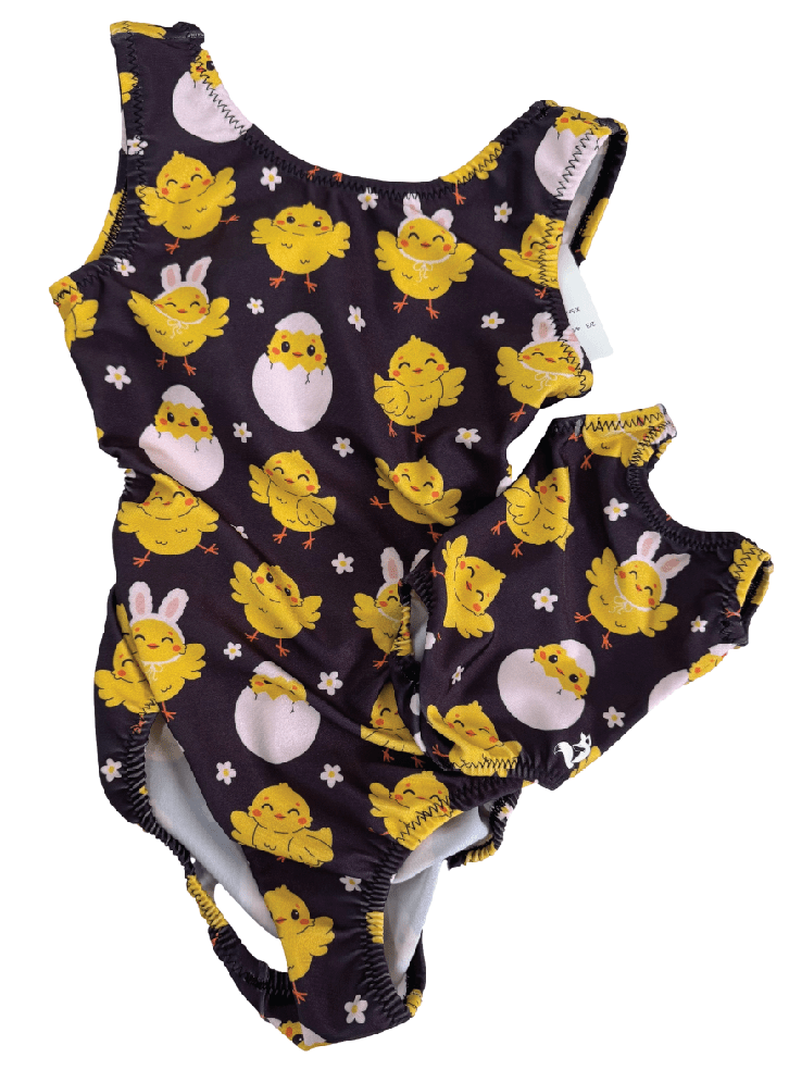 Easter Chicky Tumble Tot Matching Doll Leotard Set for Kids - Foxy’s