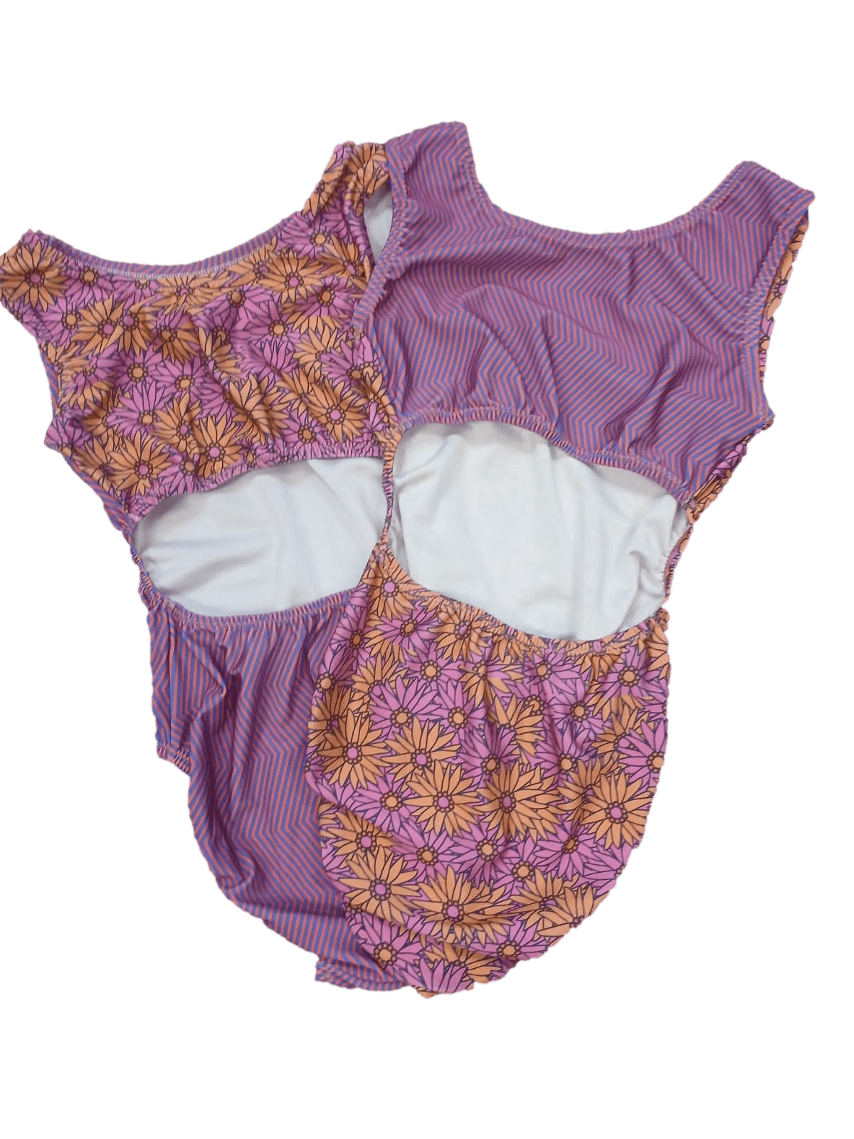 Purple baby outfit with floral patterns on a transparent background
