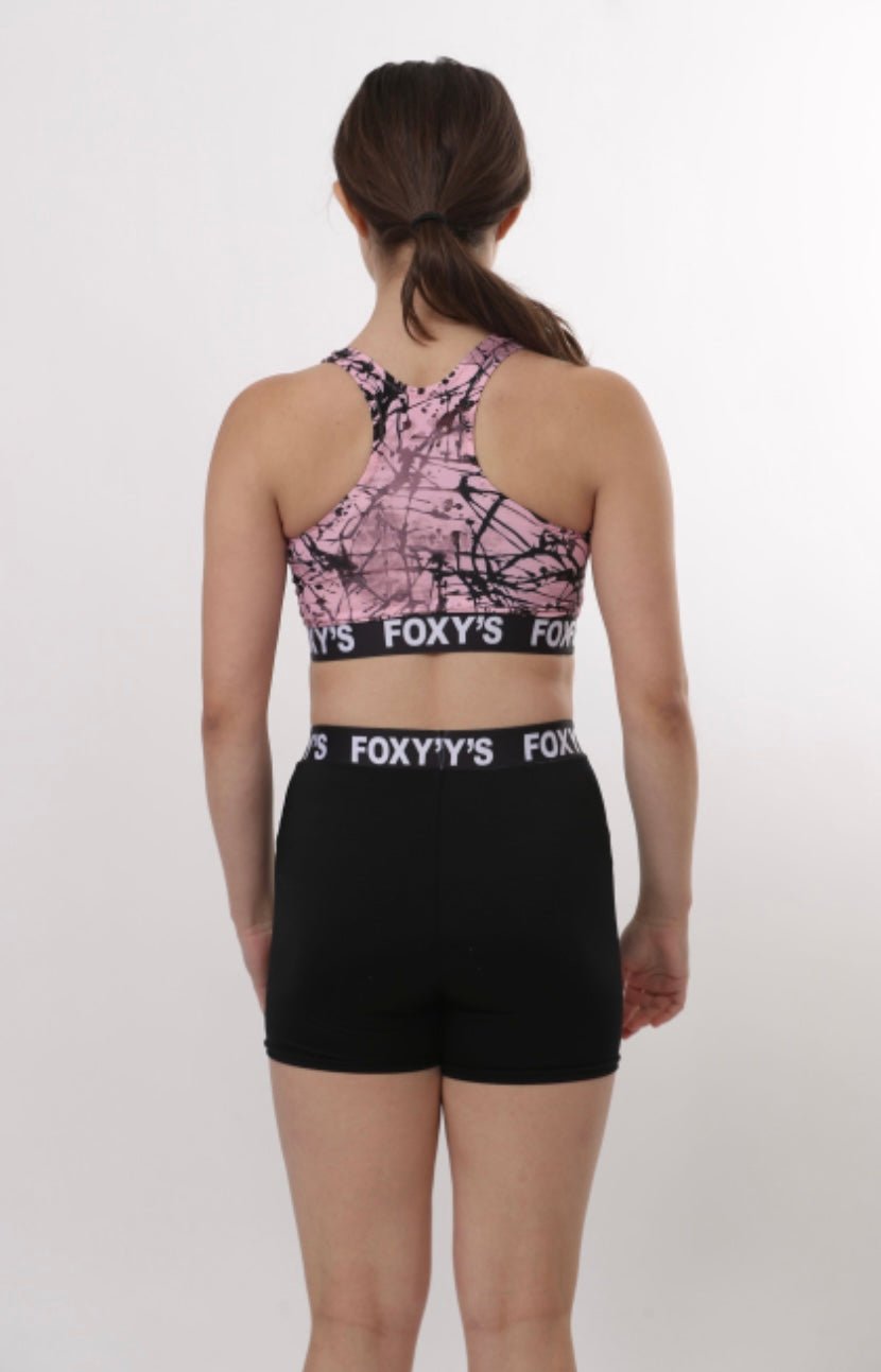80s Tiffany Foxy's Banded Sports Bra & Banded Shorts Set - Foxy’s