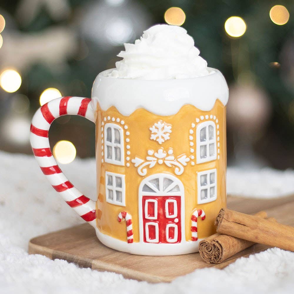 Candy Cane Gingerbread House Christmas Mug - Foxy’s