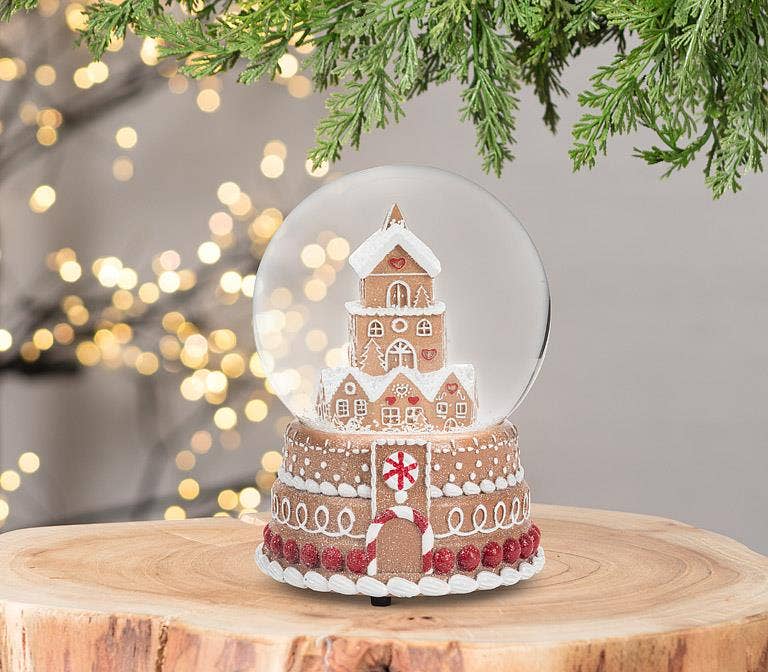 Medium Gingerbread House Snow Globe - Foxy’s