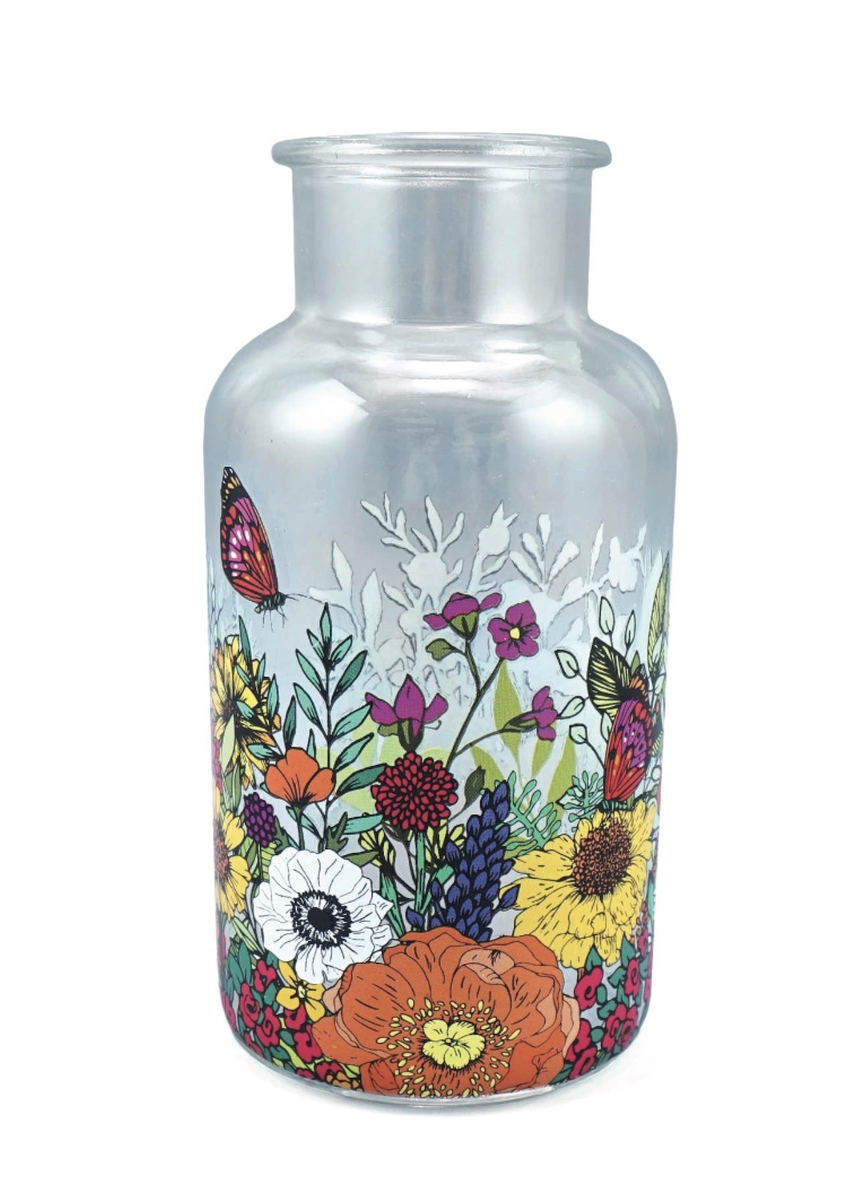 Glass Vase Flowers Floral Pattern Honey Bee - Foxy’s