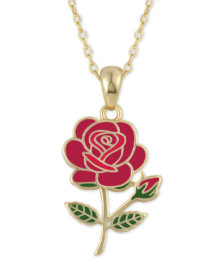 Red Rose Flower Necklace June Birth Flower - Foxy’s